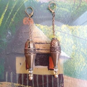 Tribal Brass Drop Earrings